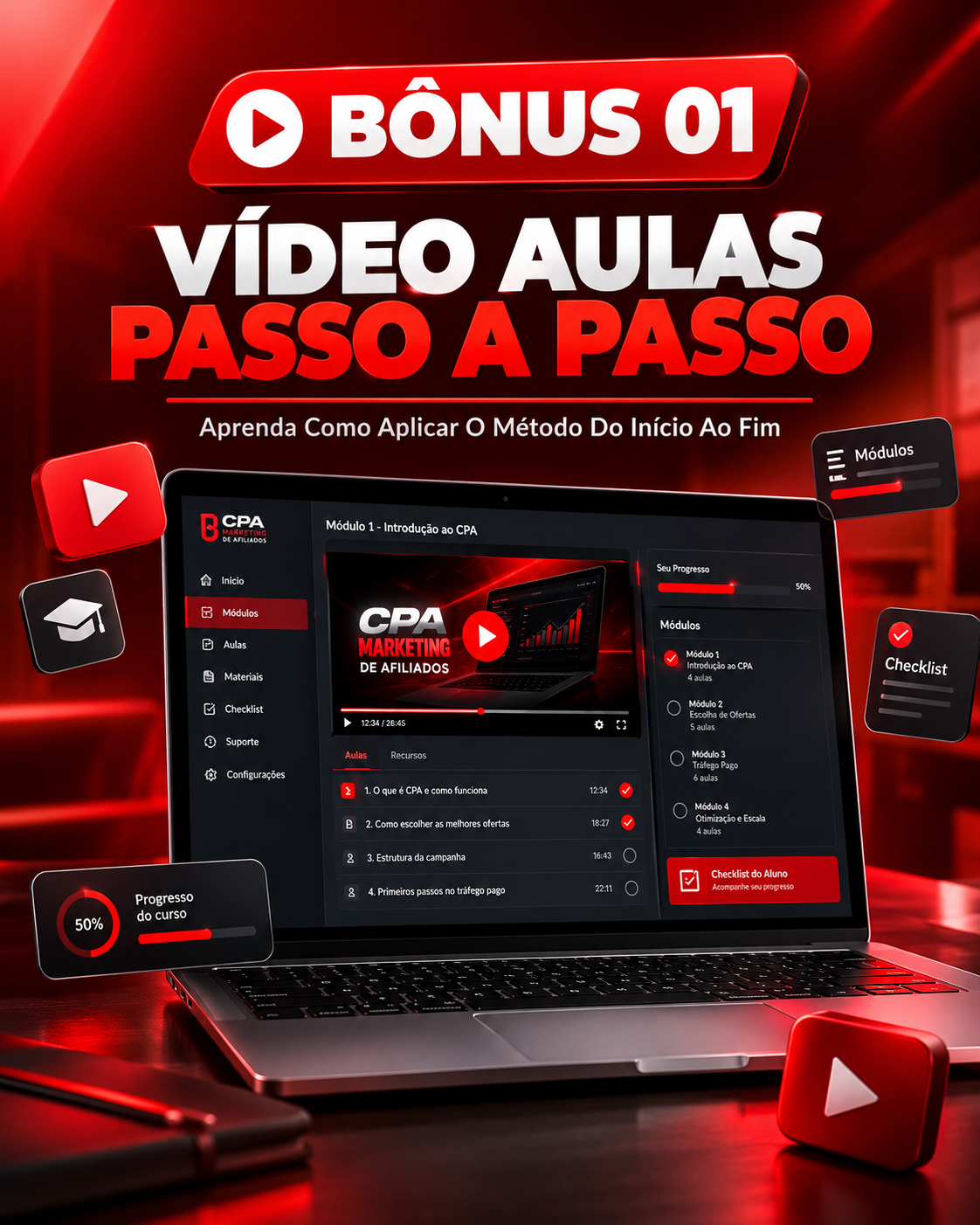 Vídeo aulas passo a passo